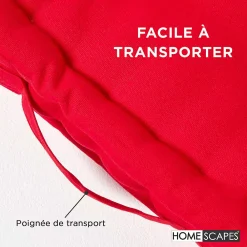 Online Homescapes Coussin de sol - rouge uni - 50 x 50 cm -