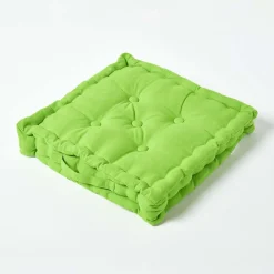 Clearance Homescapes Coussin de sol - vert citron uni - 50 x 50 cm -