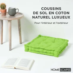 Clearance Homescapes Coussin de sol - vert citron uni - 50 x 50 cm -