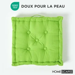 Clearance Homescapes Coussin de sol - vert citron uni - 50 x 50 cm -