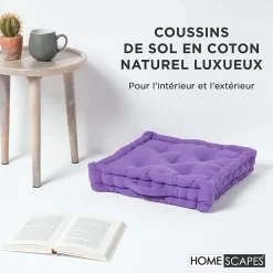 Discount Homescapes Coussin de sol - violet uni - 50 x 50 cm -
