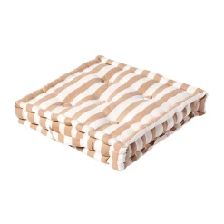 Discount Homescapes Coussin de sol beige - grandes rayures - 40 x 40 cm -