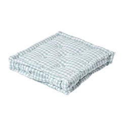 Homescapes Coussin de sol bleu - carreaux vichy - 50 x 50 cm -* Coussin De Sol