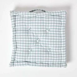 Homescapes Coussin de sol bleu - carreaux vichy - 50 x 50 cm -* Coussin De Sol