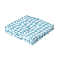 Discount Homescapes Coussin de sol bleu à  grands carreaux vichy, 40 x 40 cm -