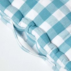 Discount Homescapes Coussin de sol bleu à  grands carreaux vichy, 40 x 40 cm -