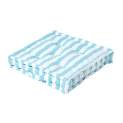 Sale Homescapes Coussin de sol bleu - grandes rayures - 40 x 40 cm -