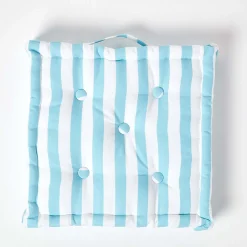 Sale Homescapes Coussin de sol bleu - grandes rayures - 40 x 40 cm -