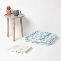 Homescapes Coussin de sol bleu - rayure new england - 40 x 40 cm -* Coussin De Sol