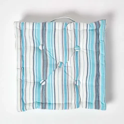 Homescapes Coussin de sol bleu - rayure new england - 40 x 40 cm -* Coussin De Sol