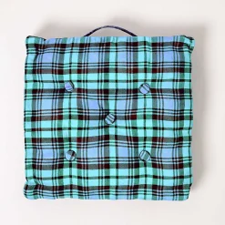 Homescapes Coussin de sol bleu - tartan écossais - 40 x 40 cm -* Coussin De Sol