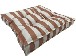 Best Ornami Coussin de sol déperlant rayé terracotta blanc L.60 x l.60 x ep.10cm