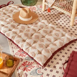 Clearance Atmosphera Créateur D'Intérieur Coussin de sol Ikat jacquard lin 60x120cm - Atmosphera