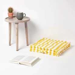 Homescapes Coussin de sol jaune - grandes rayures - 40 x 40 cm -* Coussin De Sol