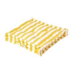 Homescapes Coussin de sol jaune - grandes rayures - 50 x 50 cm -