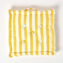 Homescapes Coussin de sol jaune - grandes rayures - 50 x 50 cm -