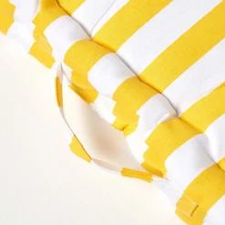 Homescapes Coussin de sol jaune - grandes rayures - 50 x 50 cm -