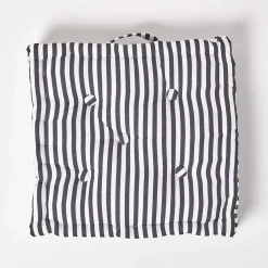 Homescapes Coussin de sol noir - fines rayures - 50 x 50 cm -* Coussin De Sol