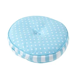 Homescapes Coussin de sol rond pour enfants bleu et blanc à  pois 43 cm -* Coussin De Sol