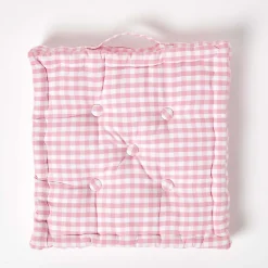 New Homescapes Coussin de sol rose - carreaux vichy - 50 x 50 cm -