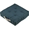 STOF Coussin de sol 45x45x10 cm Duo cobalt lin 100% coton