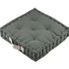 STOF Coussin de sol 45x45x10 cm Duo vert lin 100% coton
