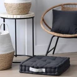 STOF Coussin de sol 45x45x10cm gris anthracite 100% coton* Coussin De Sol