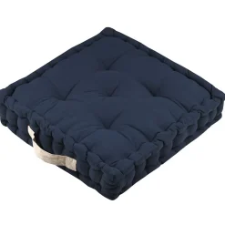 STOF Coussin de sol 45x45x10cm marine et lin 100% coton* Coussin De Sol