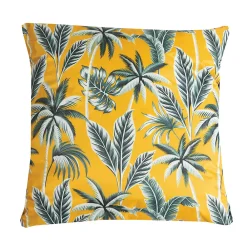 Clearance Deko & Co Coussin d'extérieur carré imperméable imprimé jungle jaune et vert L.45 x l.45cm Deco&co