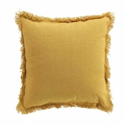 Douceur D'Intérieur Coussin déhoussable à franges (45x45 cm - Jaune)* Coussin