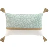 Douceur D'Intérieur Coussin déhoussable à pompons motifs feuillages vert sauge - 30x50cm - Vert sauge* Coussin Pour Canapé