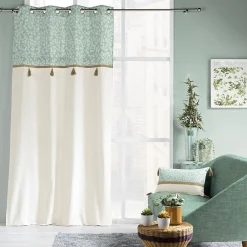 Douceur D'Intérieur Coussin déhoussable à pompons motifs feuillages vert sauge - 30x50cm - Vert sauge* Coussin Pour Canapé