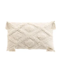 Douceur D'Intérieur Coussin déhoussable à pompons 30x50cm tufte Inca - 30x50cm - Ecru* Coussin