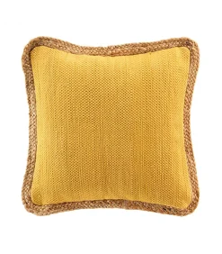Outlet Douceur D'Intérieur Coussin Déhoussable (45 x 45 cm) Akina Ocre, Coton & Polyester avec - 45x45cm - Ocre