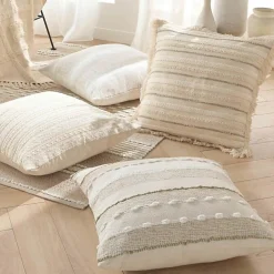 Douceur D'Intérieur Coussin déhoussable coton tissé naturel 60x60cm 
