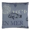 The Deco Factory Coussin en coton motifs pêches et poissons bleu 38x38* Coussin Pour Canapé