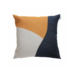 Box & Beyond Coussin en coton recyclé bleu navy, blanc et tangerine 50 x 50 cm* Coussin
