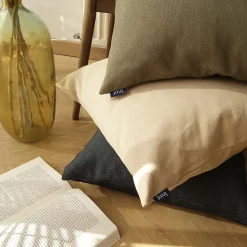 Sale Box & Beyond Coussin en coton recyclé kaki 50 x 50 cm