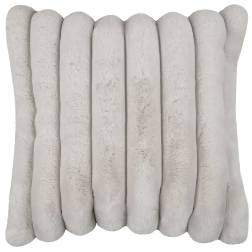 Lovely Casa Coussin en imitation fourrure ultra douce à bandes (45x45 cm - Ecru)* Coussin Pour Canapé