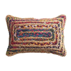 Hot Ornami Coussin en jute et coton Chindi multicouleurs L.50 x l.30cm