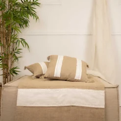 Outlet Sud Etoff Coussin en lin et coton déhoussable (45x45 cm - Blanc)