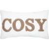 New Lovely Casa Coussin en polaire avec message brodé "Cosy" (30x50 cm - Ecru)