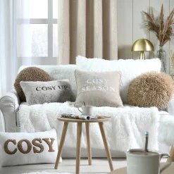 New Lovely Casa Coussin en polaire avec message brodé 
