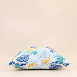 Discount Ornami Coussin en tissu blanc motifs tropical 40x40cm