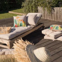 Sud Etoff Coussin extérieur décoratif à motif exotique (45x45 cm - Naturel)* Coussin Pour Canapé