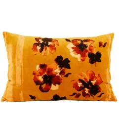 Sud Etoff Coussin floral en velours (40x60 cm - Jaune)* Coussin Pour Canapé