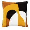 Atmosphera Créateur D'Intérieur Coussin Hary - motifs brodés - coton - jaune ocre - 45x45 cm - Atmosphera* Coussin Pour Canapé|Coussin