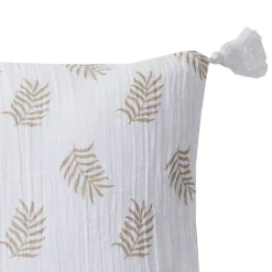 Clearance Deko & Co Coussin imprimé double gaze blanc taupe 30x50