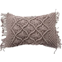 Online The Deco Factory Coussin macramé en coton tressé violet clair 40x60