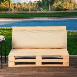 Bananair Coussin Palette Déhoussable Imperméable Dossier 120 x 40 cm Beige* Coussin Palette